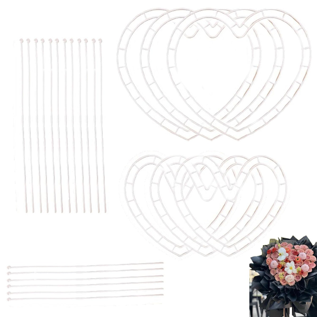 ArrErr Heart Flower Arranger large-set creates elegant rose bouquets with strong, stable frames.