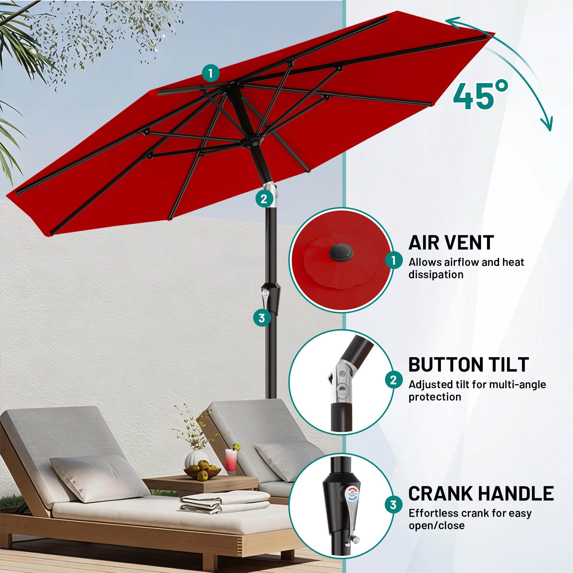 Double-layer vent aids airflow to reduce heat.