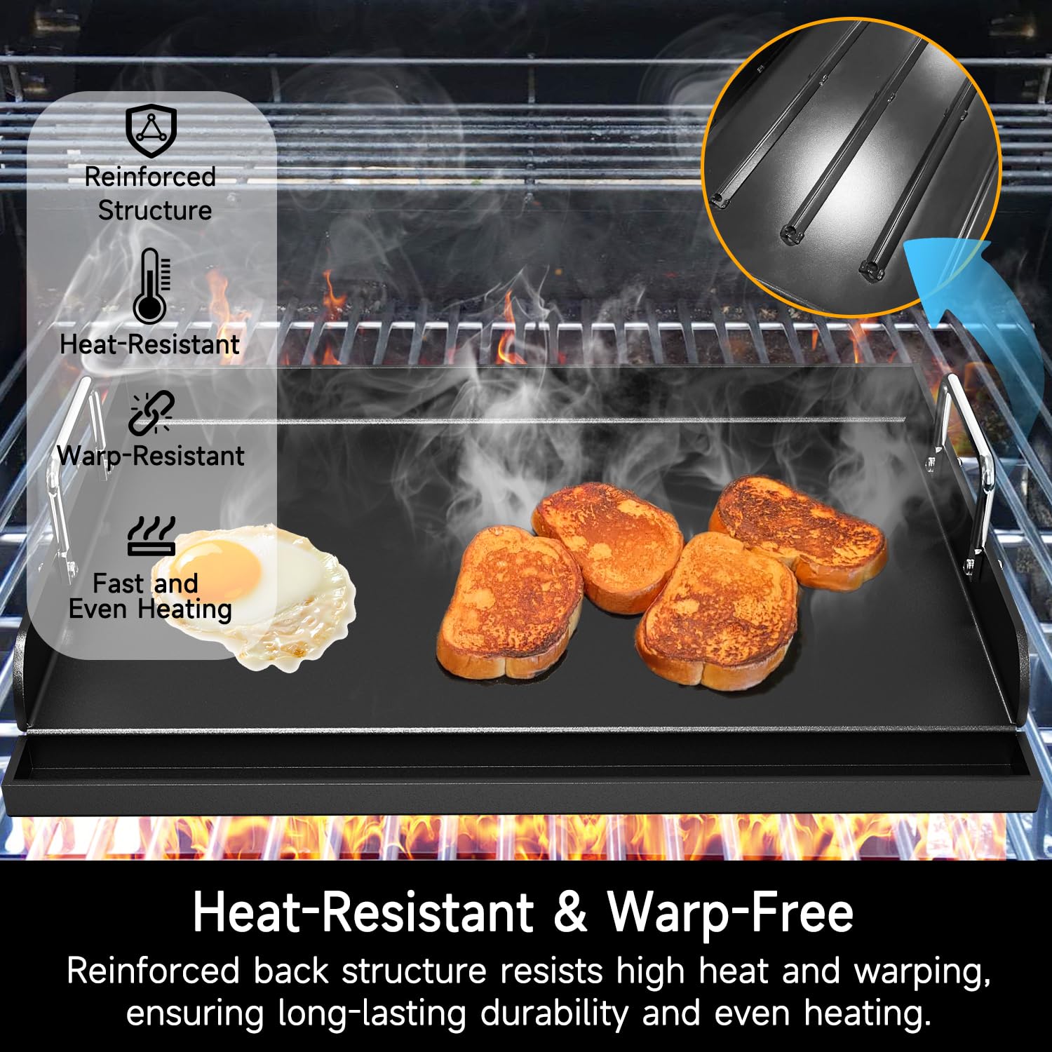 Arribueno even-heat distribution ensures consistent results across the cooking surface.
