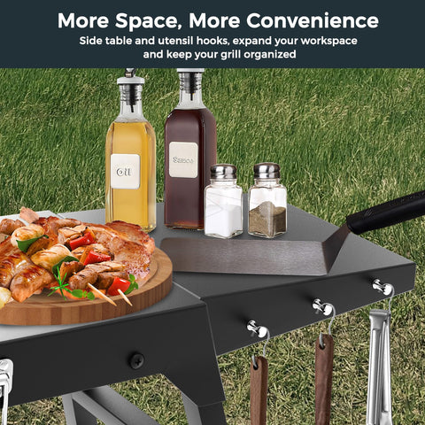 Arribueno adjustable legs level the stand on uneven terrain for comfortable cooking