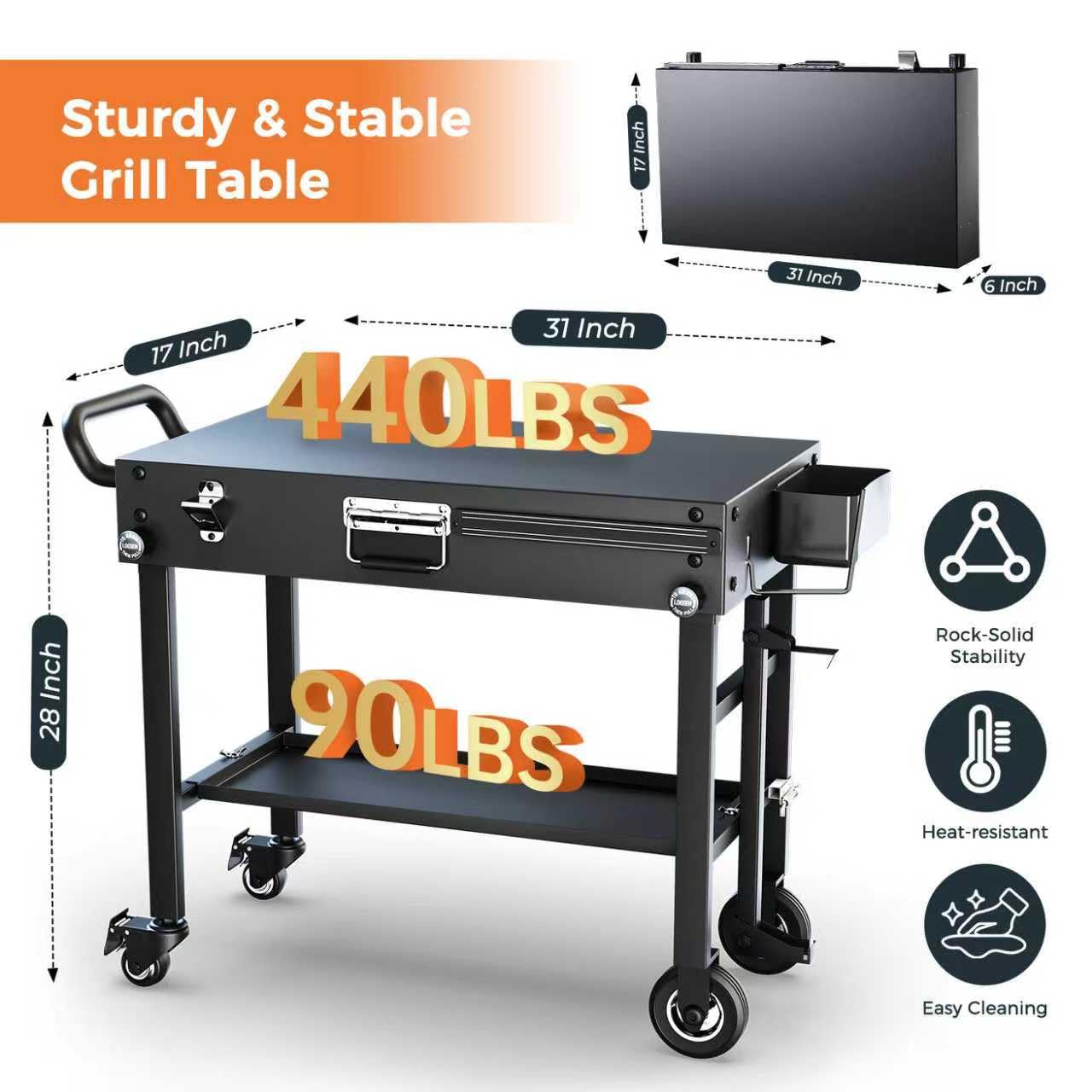 Arribueno portable stand with 360 degree casters enables smooth yard movement