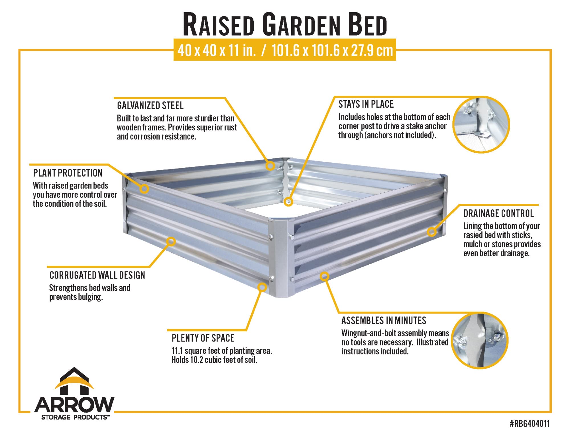 Arrow GrowIT planting space of 11 square feet for diverse crops