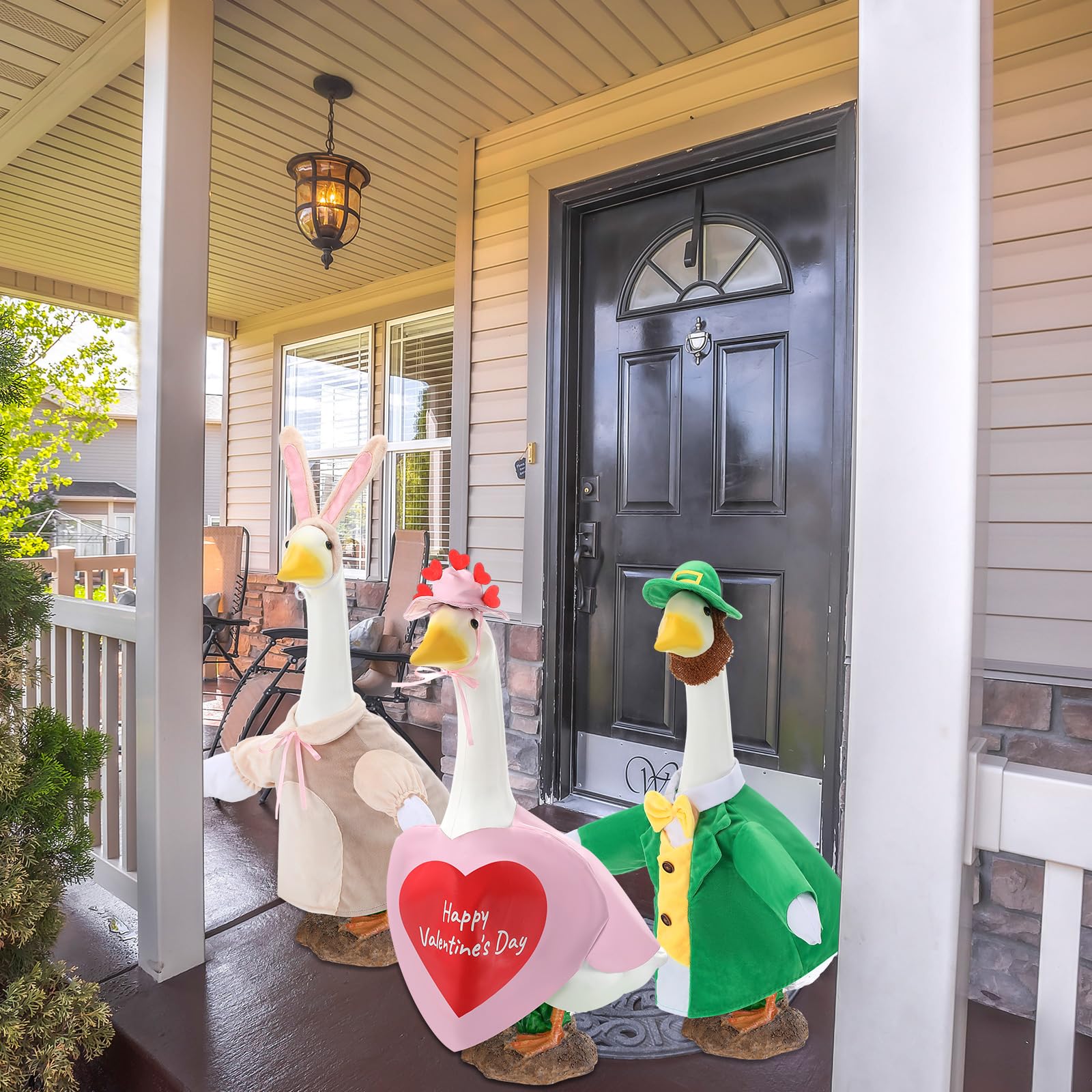 Arrowbash bright-color goose outfits boost curb appeal for yard displays.