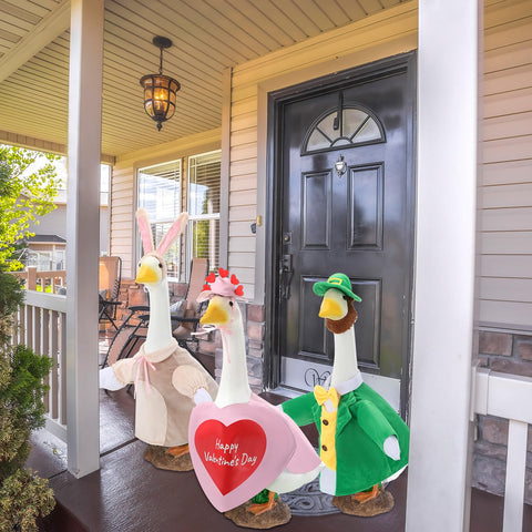 Arrowbash bright-color goose outfits boost curb appeal for yard displays.
