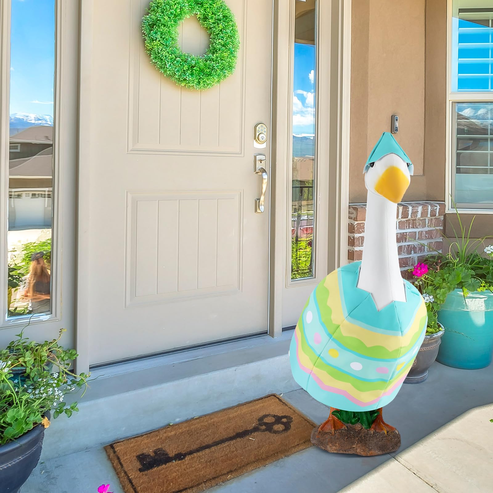 Arrowbash goose outfit creates a charming Easter atmosphere on the lawn