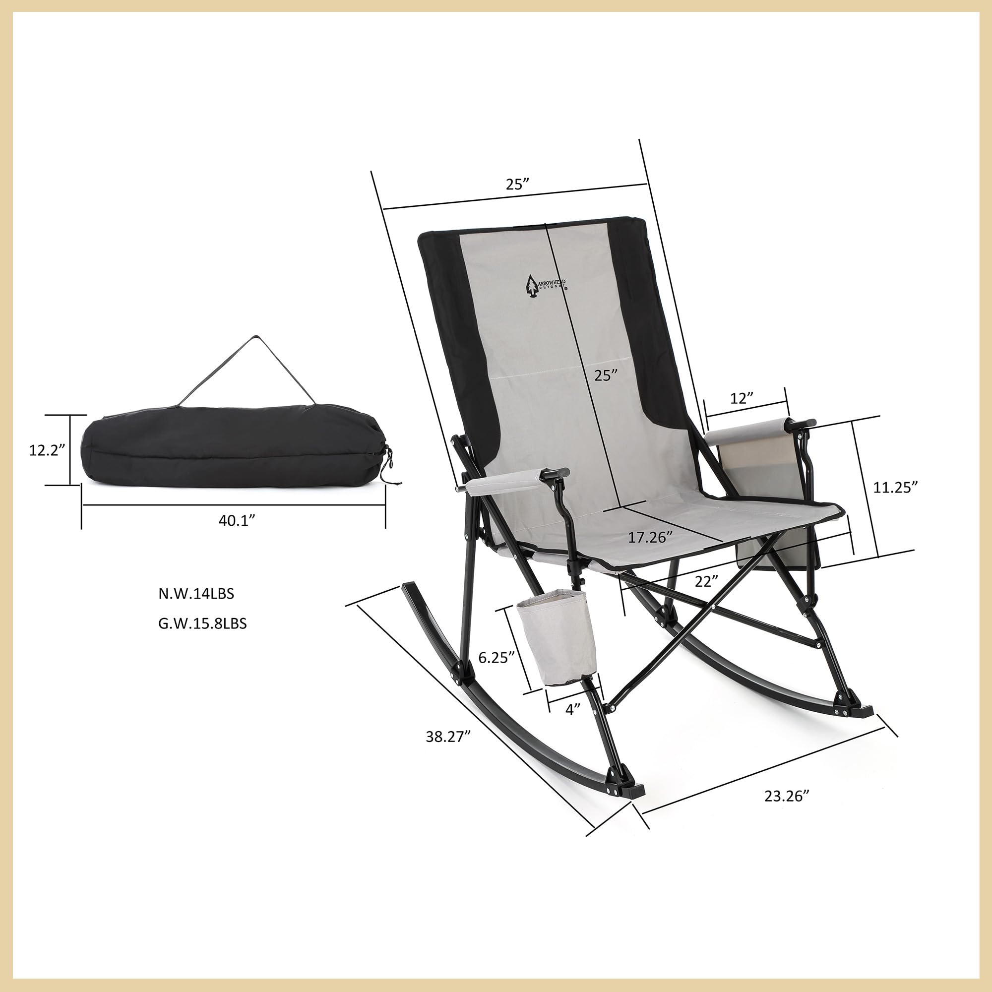 600D waterproof canvas of ARROWHEAD OUTDOOR chair in outdoor light.