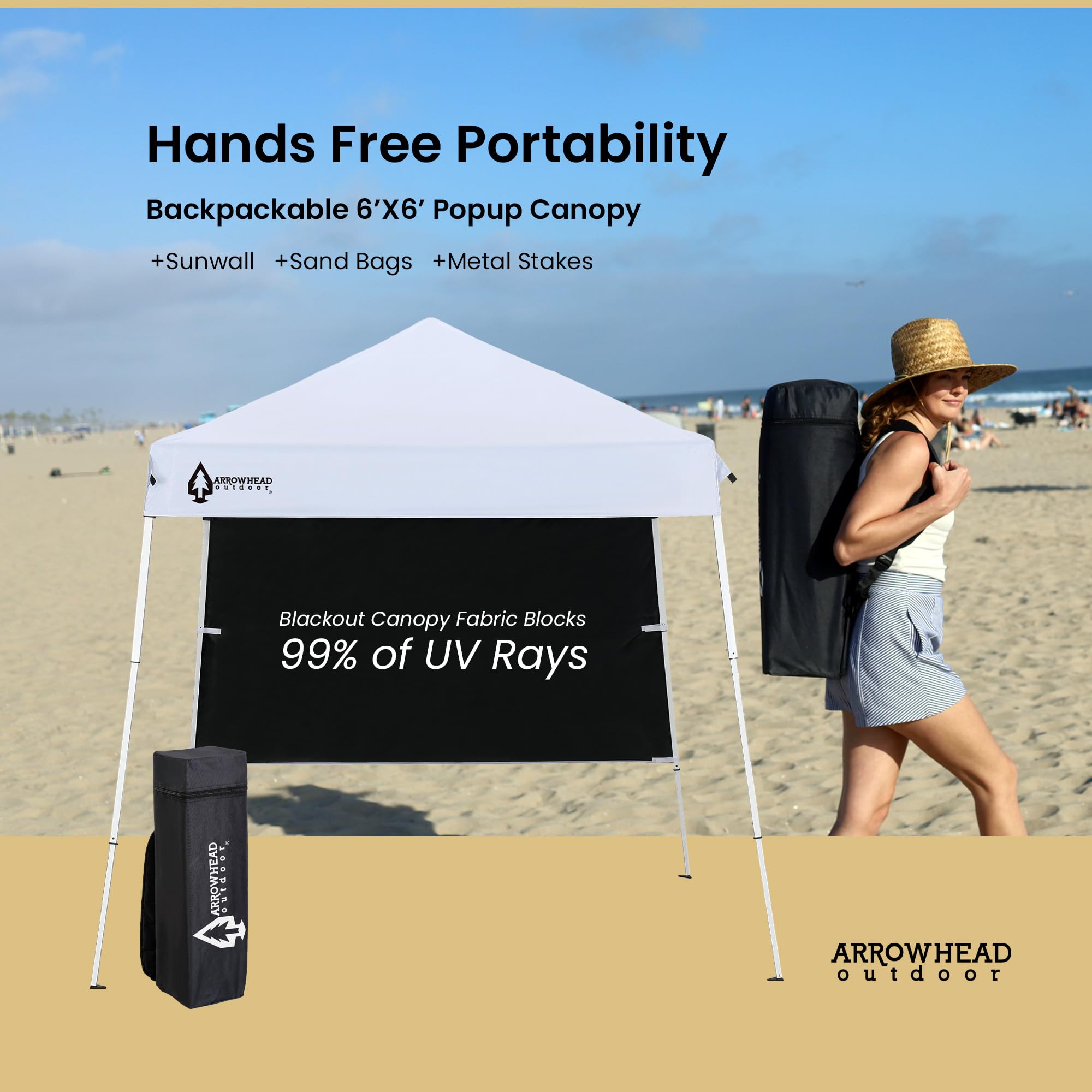 ARROWHEAD OUTDOOR 6x6 canopy sandbags stabilize the shelter on windy days.