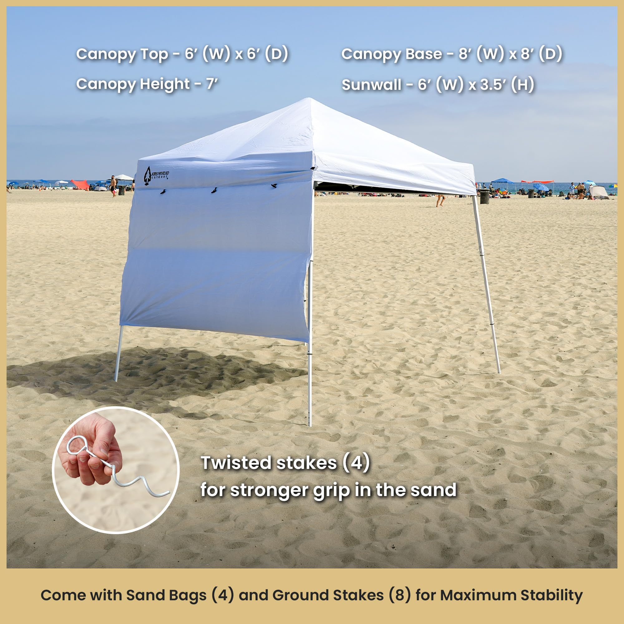 ARROWHEAD OUTDOOR 6x6 canopy UV-resistant fabric blocks strong sun.