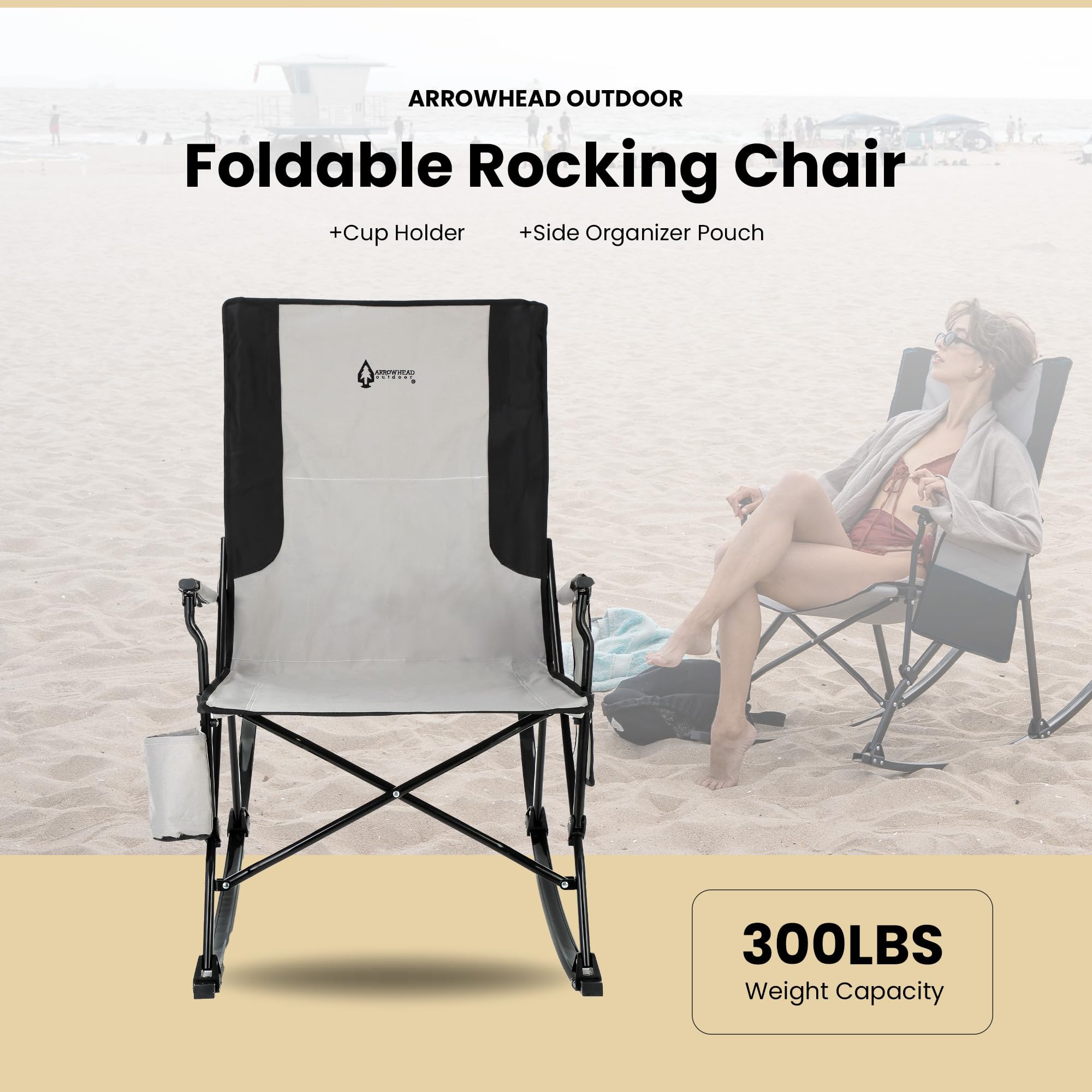 Carrying bag included for ARROWHEAD OUTDOOR foldable chair transport and storage.