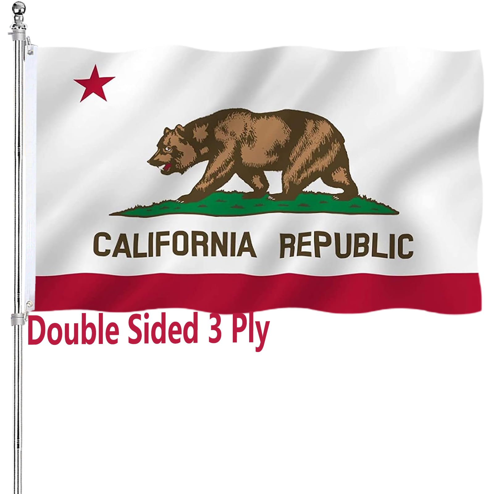 ARSOF California flag 3x5 double-sided design for clear display from any angle