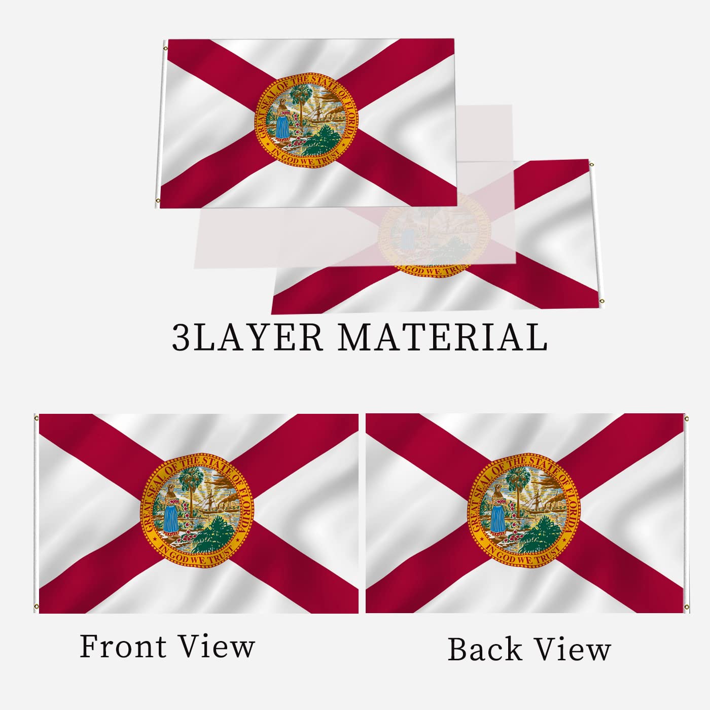 ARSOF Florida flag header with brass grommets for secure mounting.