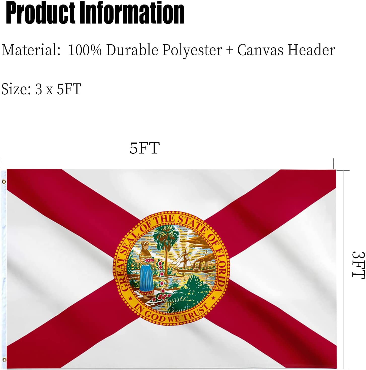 ARSOF Florida flag comes packed for easy setup.