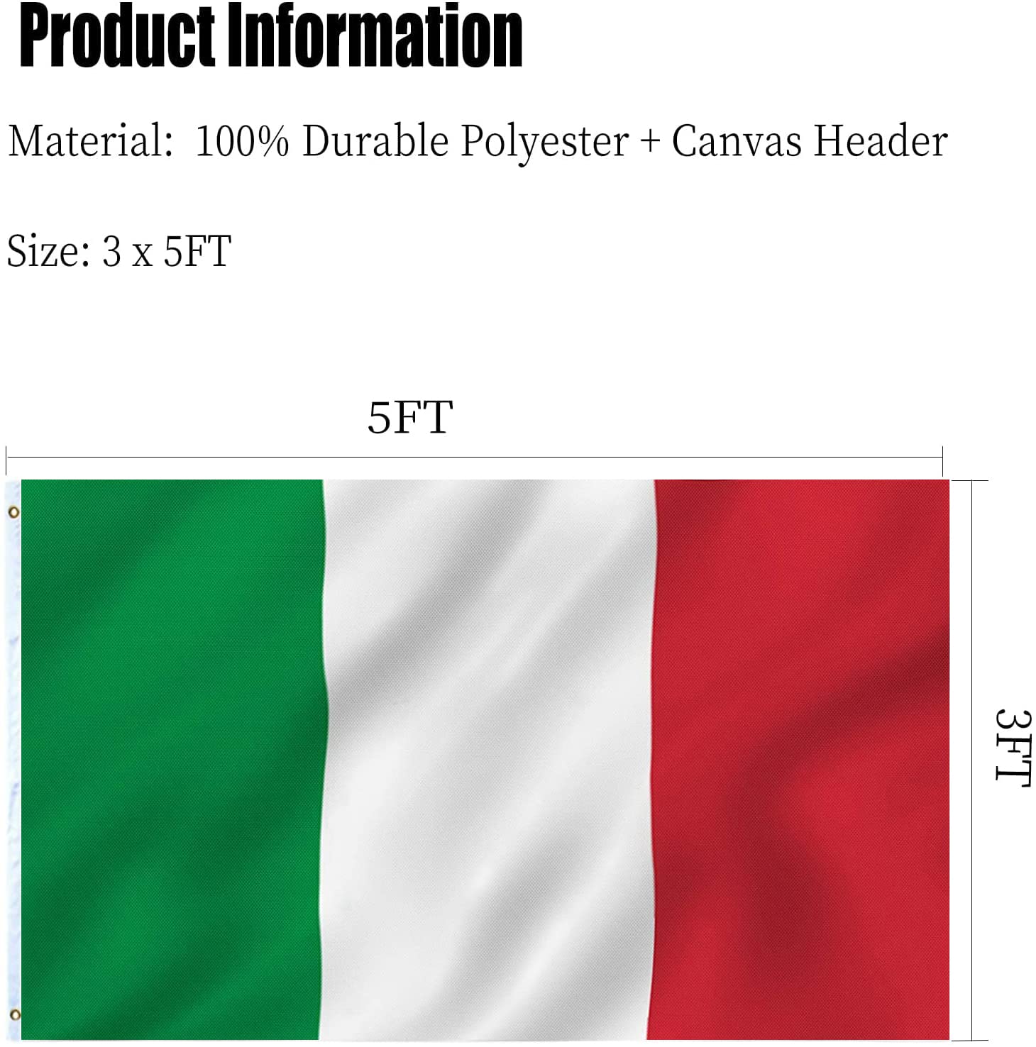 ARSOF Italy flag dye is fade-resistant for long-lasting bright appearance