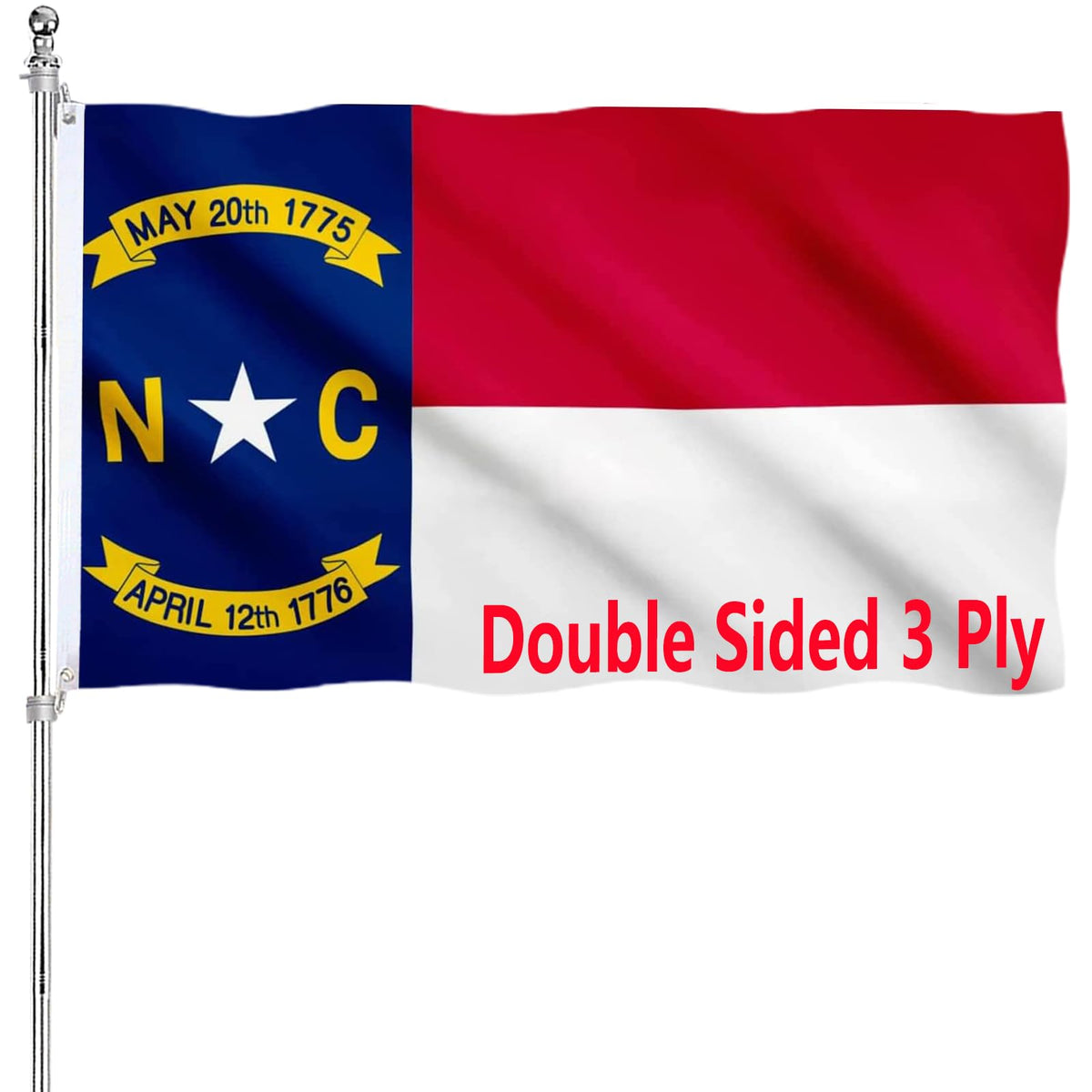 ARSOF North Carolina flag 3x5 double-sided outdoors shows pattern from both sides