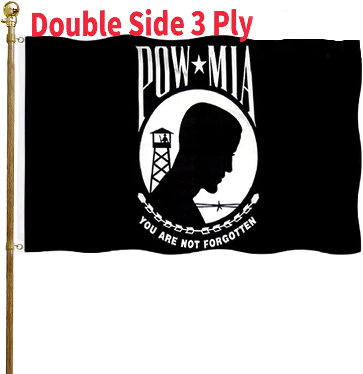 ARSOF Pow Mia flag 3x5 outdoor, double-sided for full visibility