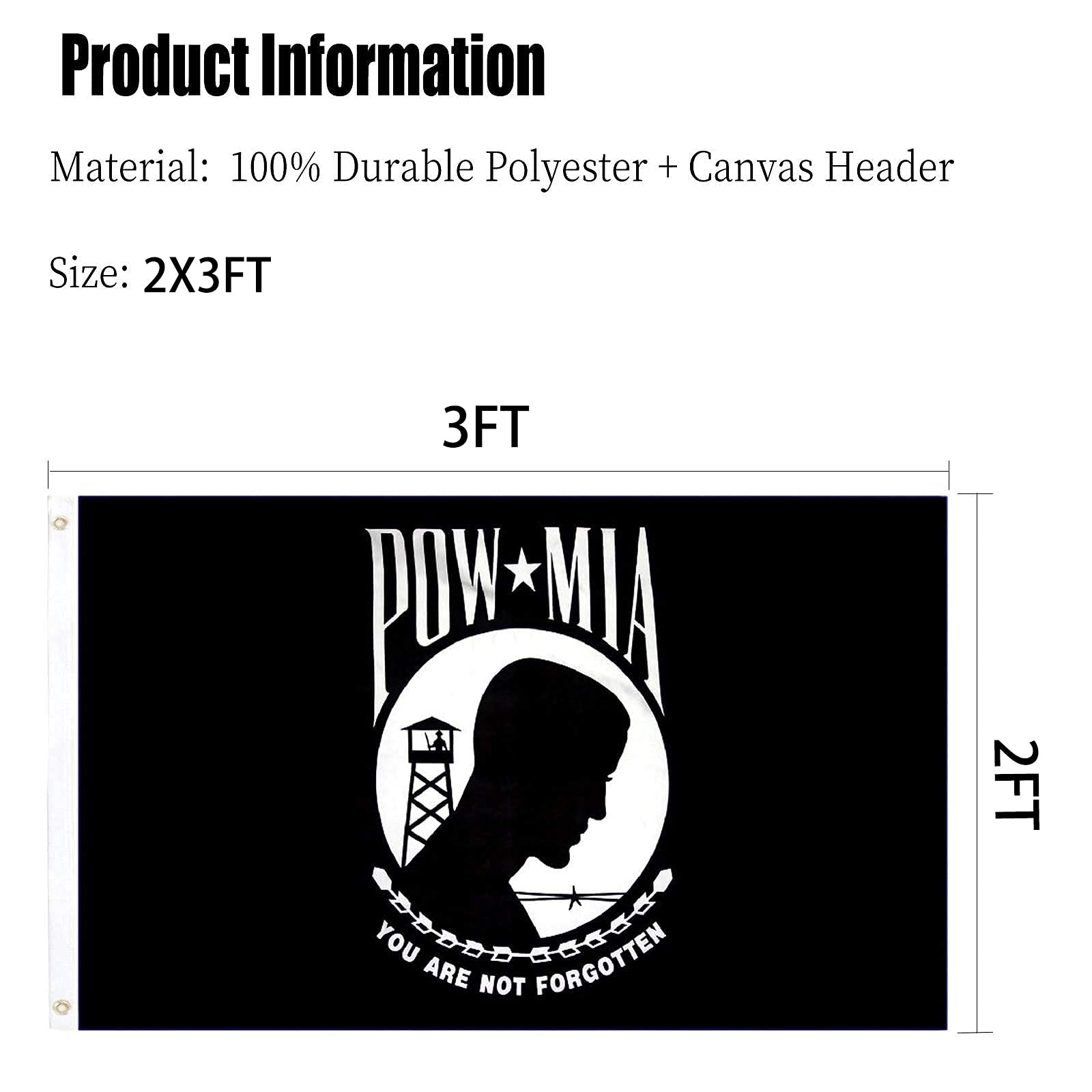ARSOF Pow Mia Flag fade-resistant colors ensure clear patriotism displays