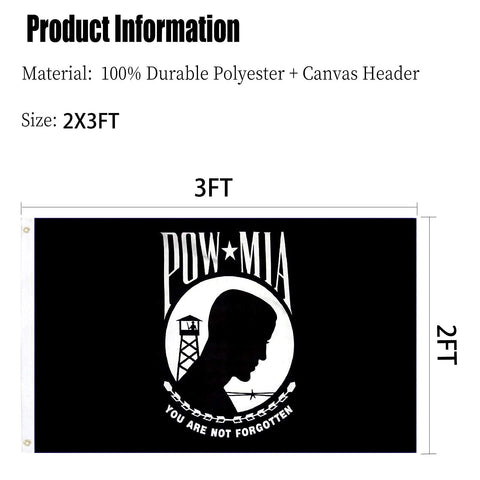 ARSOF Pow Mia Flag fade-resistant colors ensure clear patriotism displays