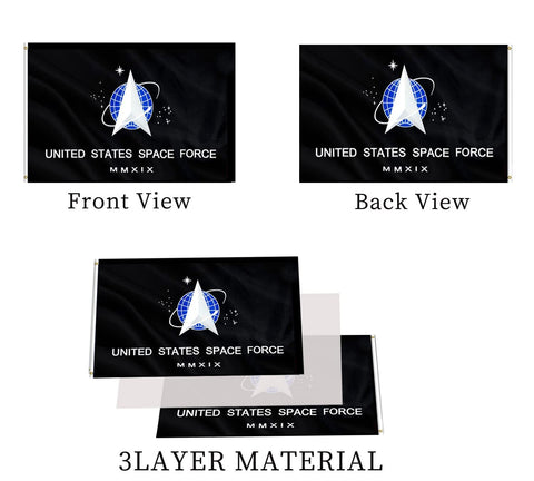 ARSOF Space Force flag heavy header detail for wind-ready hanging