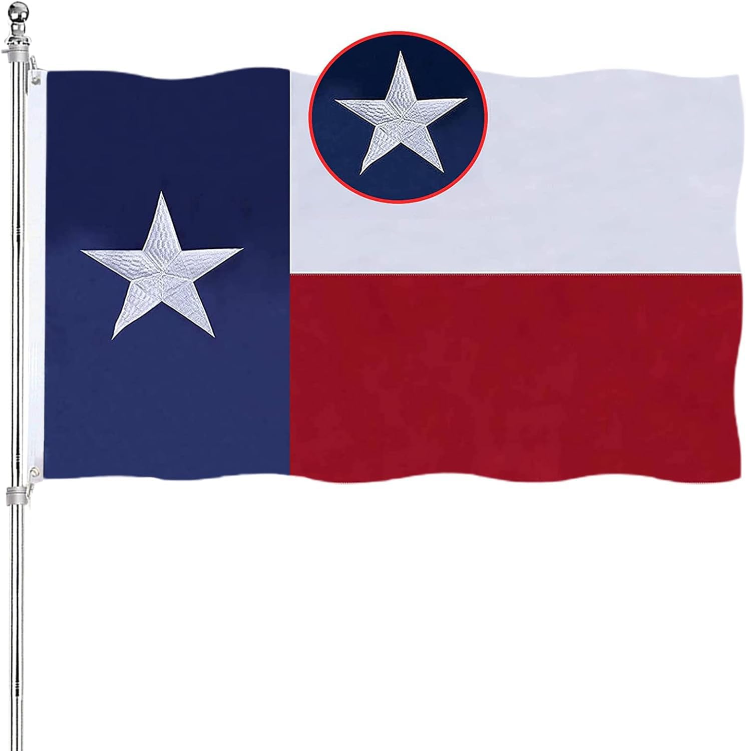 ARSOF Texas flag 3x5 with embroidered stars for durable outdoor display.