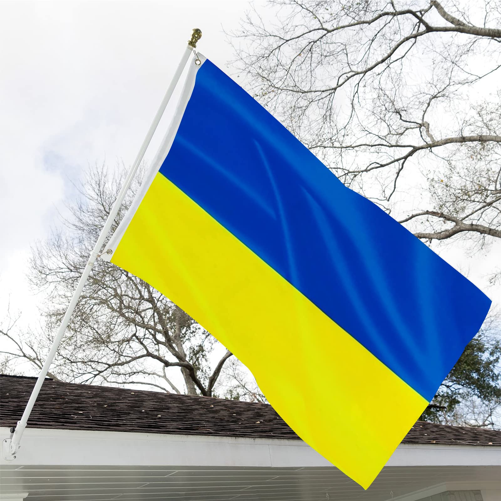 ARSOF Ukrainian Flag 3x5 back view shows identical imagery on both sides for visibility.