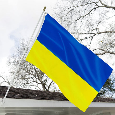 ARSOF Ukrainian Flag 3x5 back view shows identical imagery on both sides for visibility.
