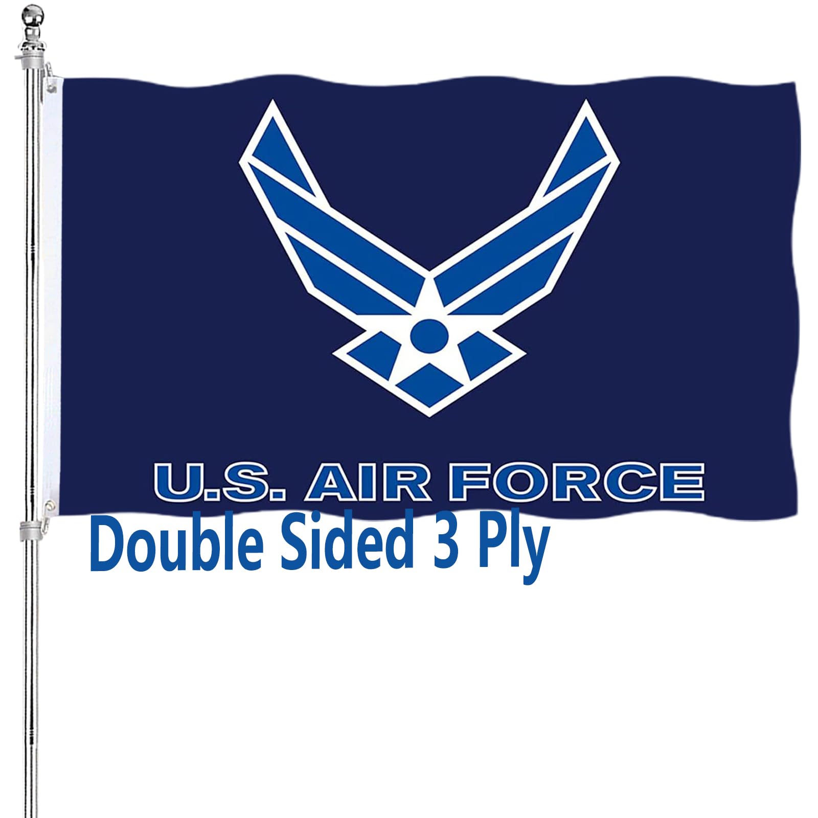 ARSOF US Air Force Wings Flag 3x5 double-sided reads clearly from both sides for outdoor display.