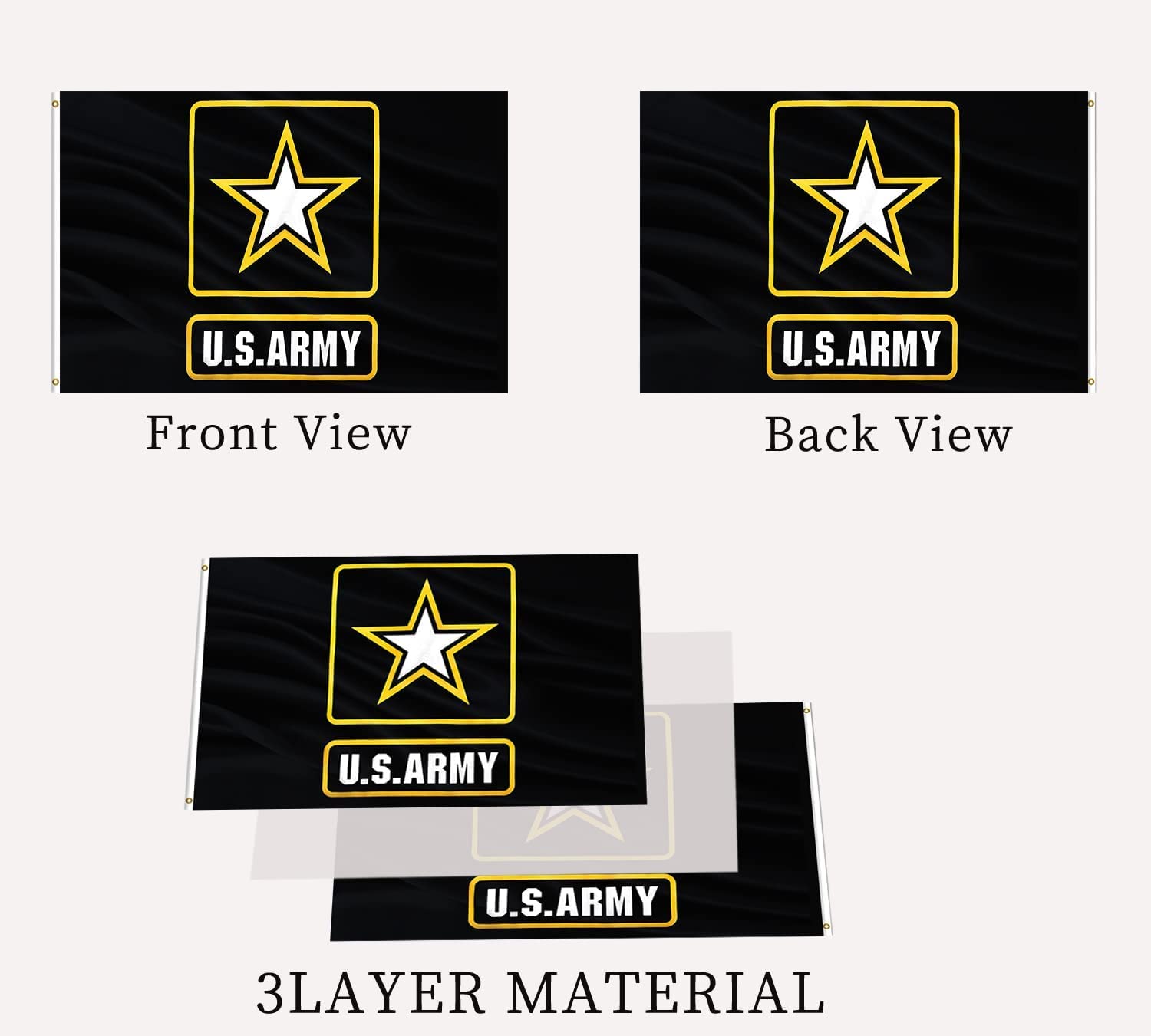 ARSOF US Army flag 3x5 double-sided design for clear visibility from both sides.
