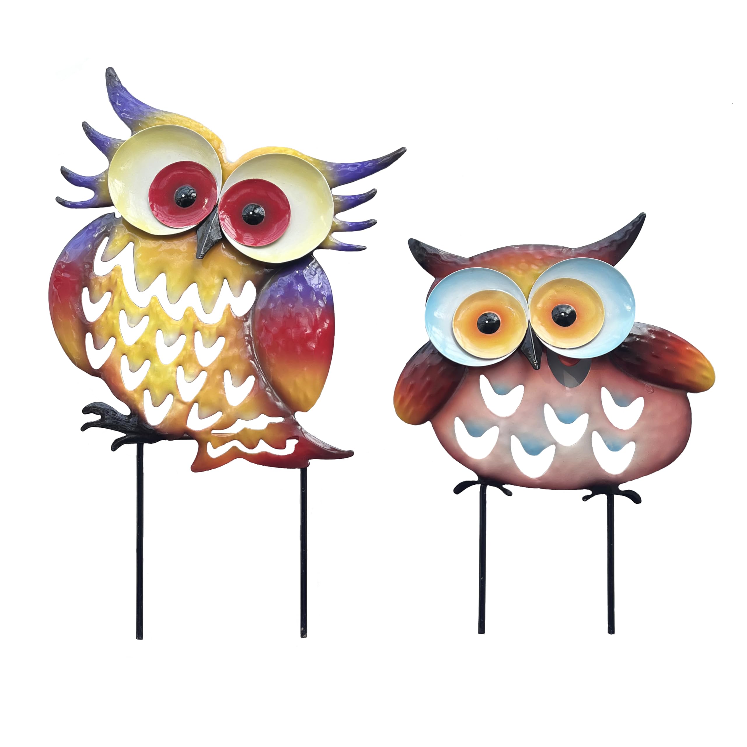 ARTCOS colorful owl sculptures deter small animals from lawns