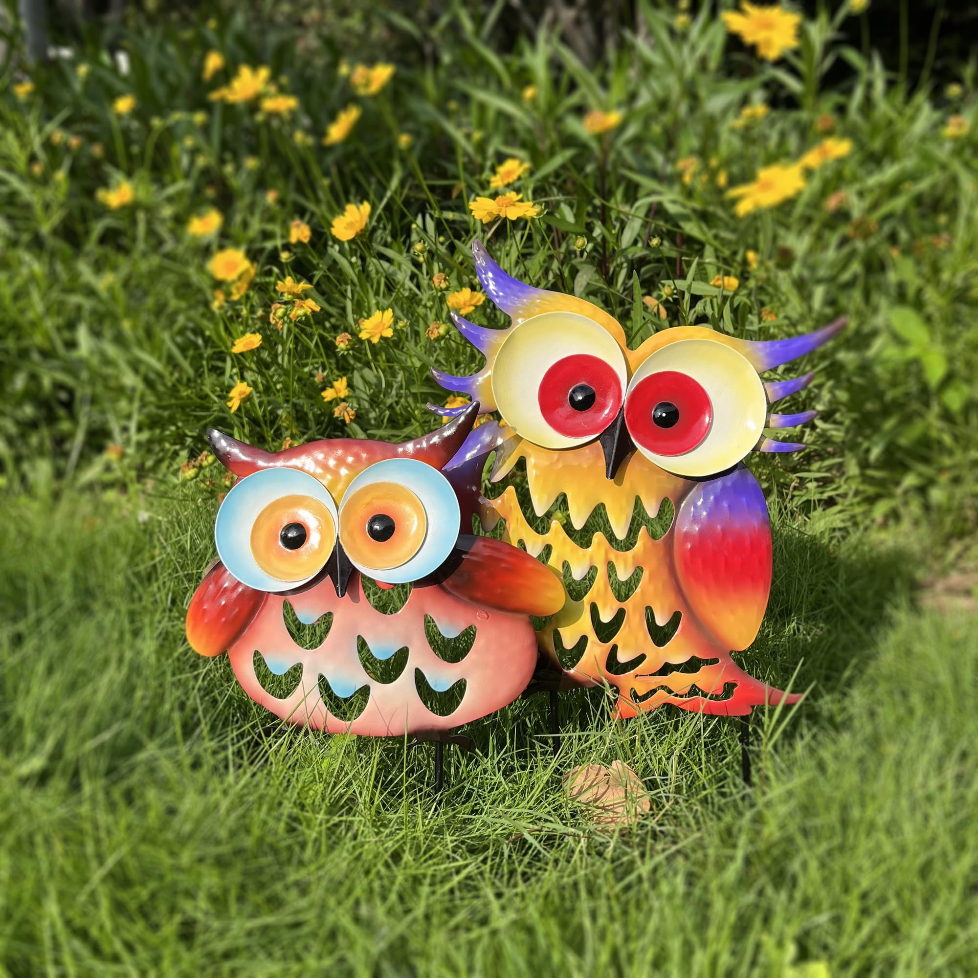 ARTCOS 25x28cm owl silhouette with iron pole brightens patios