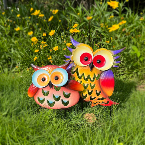 ARTCOS 25x28cm owl silhouette with iron pole brightens patios