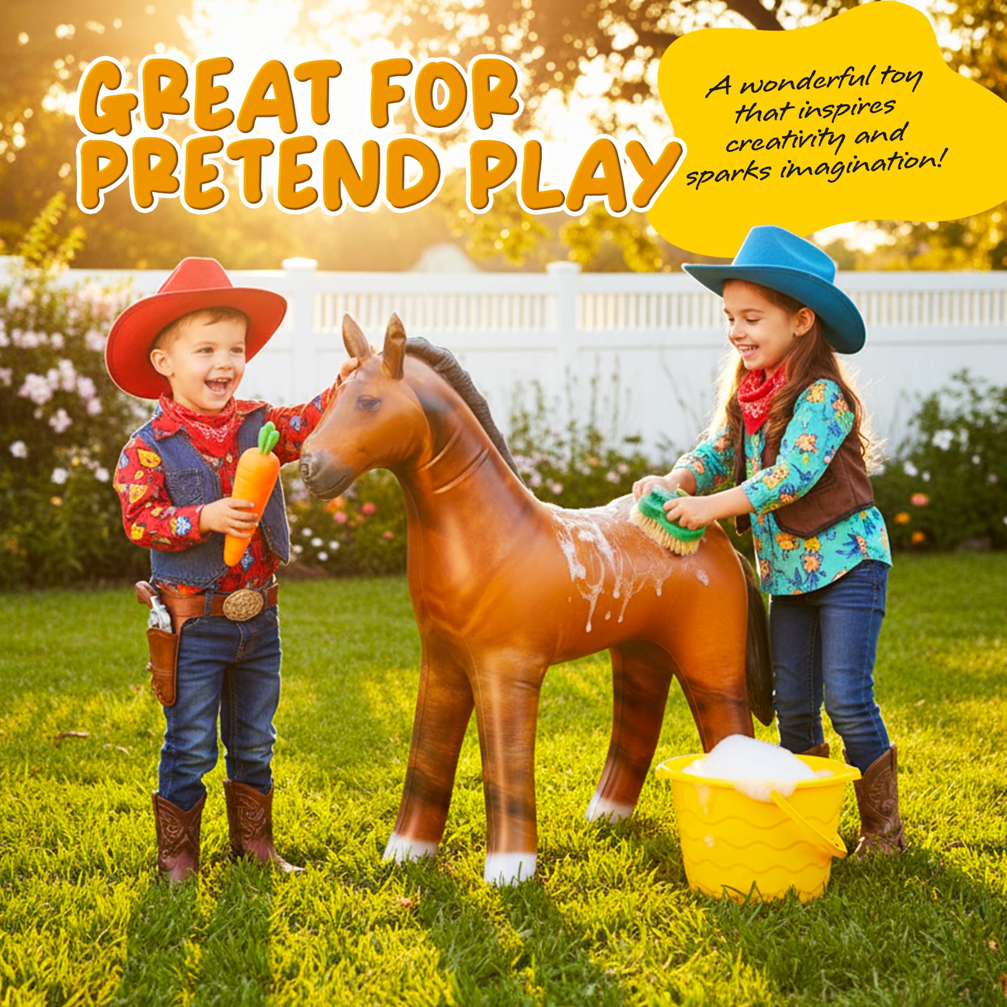 ArtCreativity brown inflatable horse with detailed design
