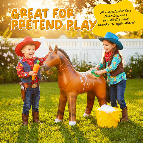 ArtCreativity brown inflatable horse with detailed design
