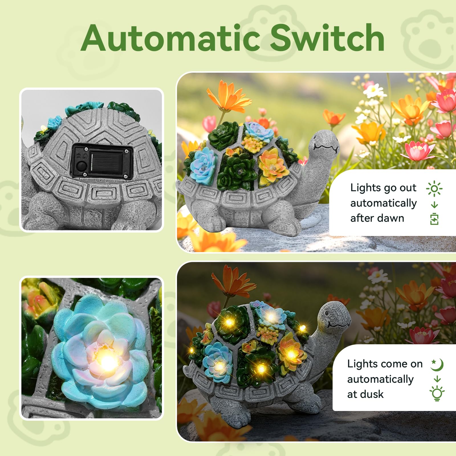 ArtCredit dusk-to-dawn sensor ensures effortless illumination after sunset.