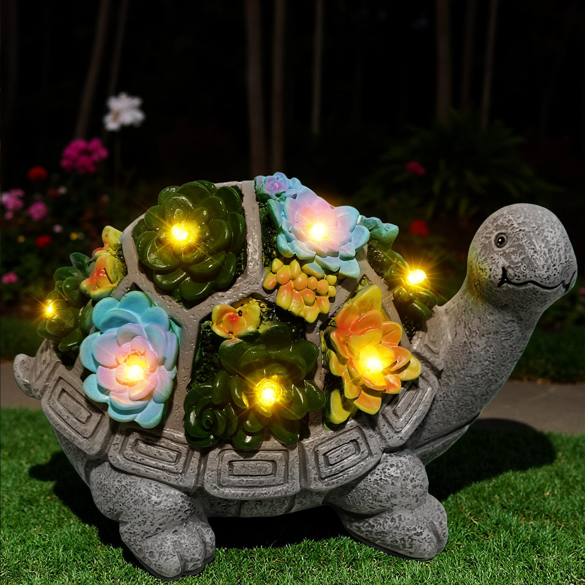 ArtCredit solar turtle garden statue with LED light for ambient outdoor glow.