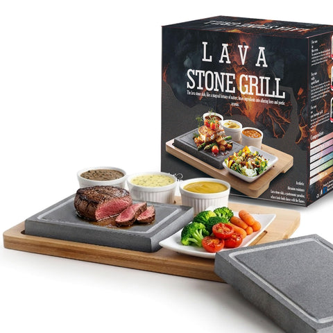 Artestia lava rock stone for steak provides even heat for at-table grilling and searing