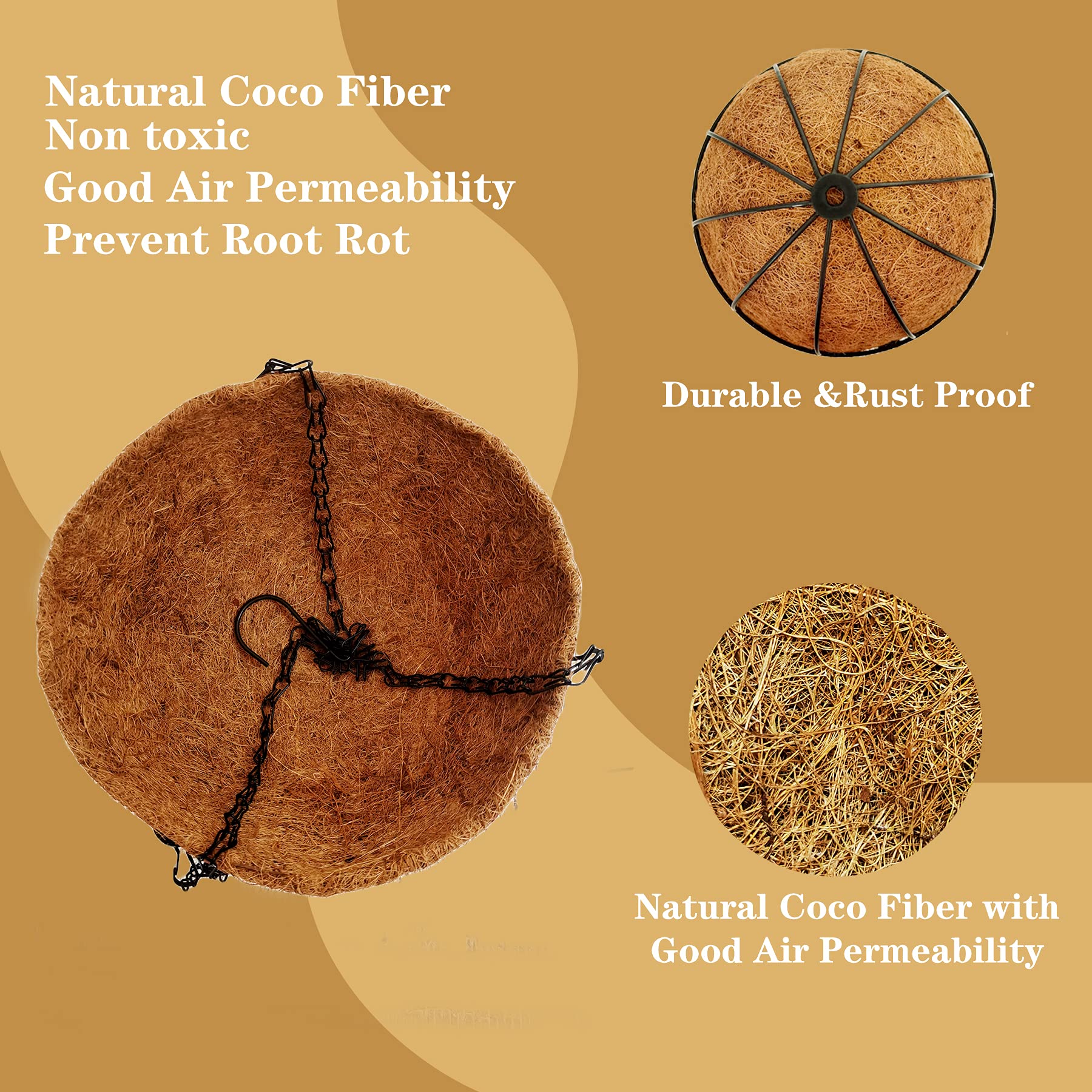 ArtFamy coconut fiber liner close-up showing breathable design for plants.