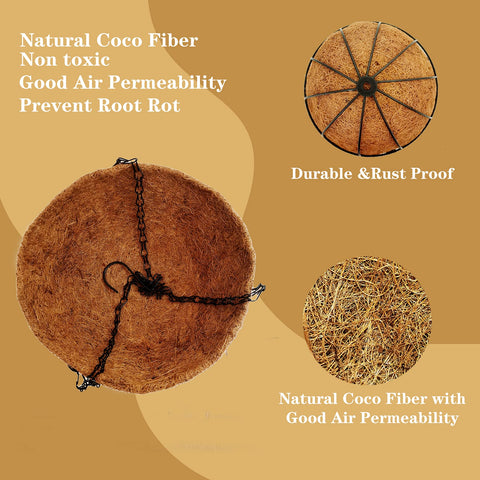 ArtFamy coconut fiber liner close-up showing breathable design for plants.