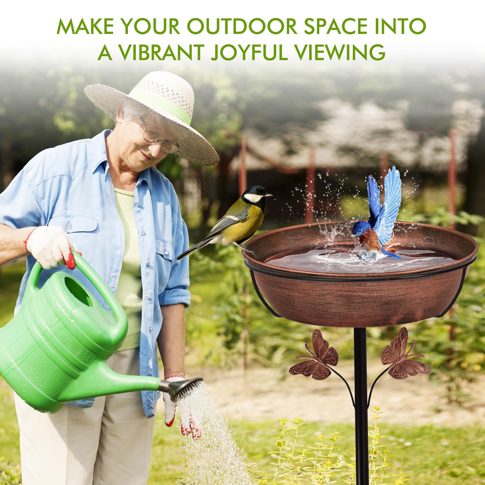 Artfulites garden decor setup enhances yard ambience and wildlife watching