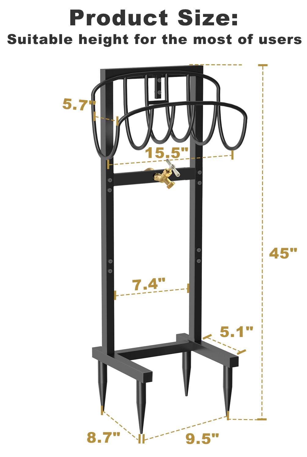 Artigarden free-standing hose reel stand keeps your yard organized.