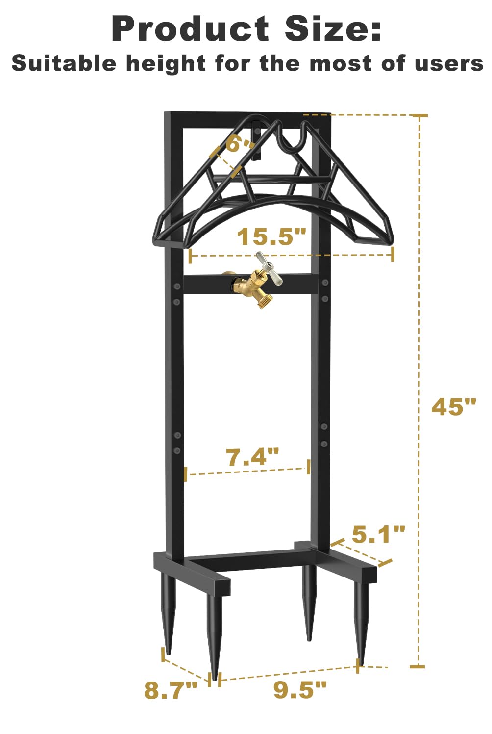 Artigarden freestanding hose reel stand saves space in yards.