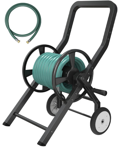 Artigarden hose reel cart showing 125 ft capacity for extended watering reach