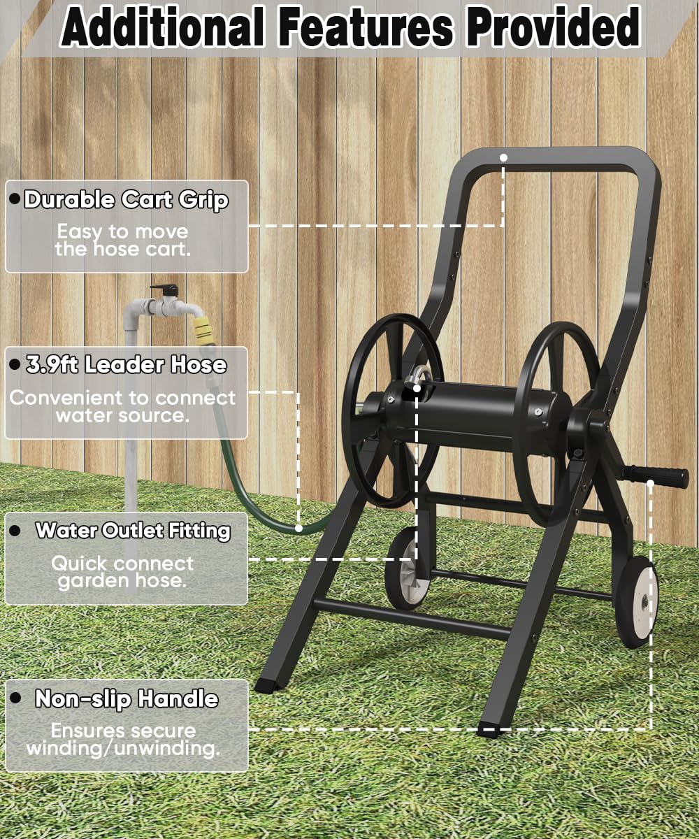 Artigarden hose reel cart leader hose connection for quick setup