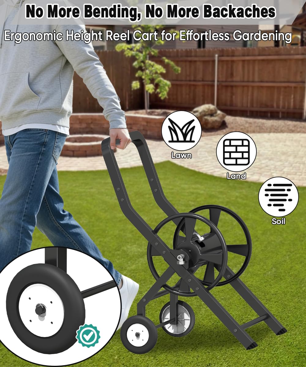 Artigarden hose reel cart mobile design with ergonomic height and wheels