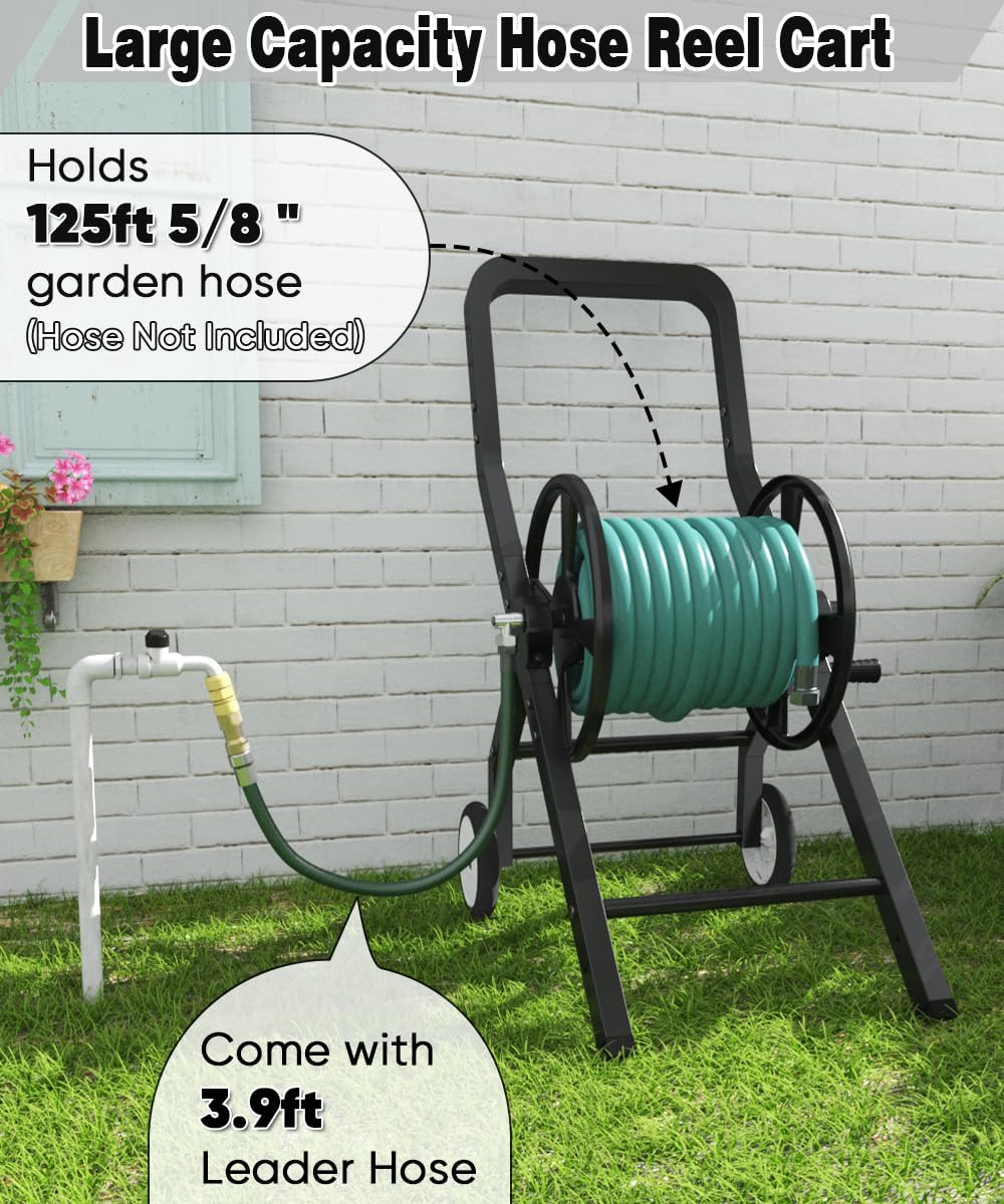 Artigarden hose reel cart powder-coated steel frame for outdoor use