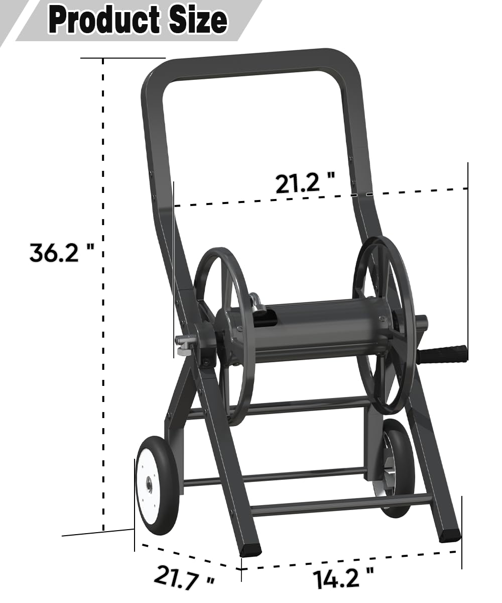 Artigarden hose reel cart effortless roll-up system with non-slip handle