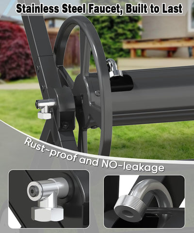 Artigarden hose reel cart stainless fittings ensuring secure seals
