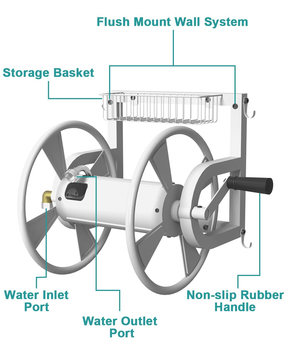 Artigarden 125ft capacity hose holder for larger yard tasks.