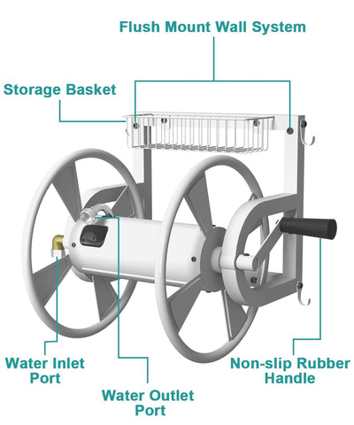 Artigarden 125ft capacity hose holder for larger yard tasks.