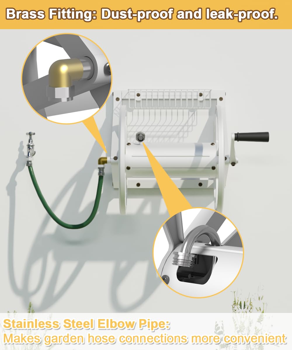 Artigarden hose reel brass connector ensures a reliable, leak-free connection.