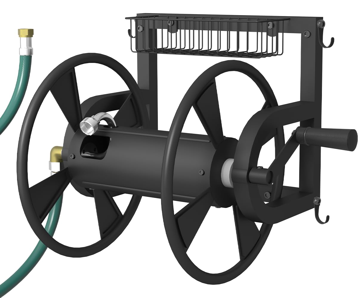 Artigarden hose reel wall-mount for organized outdoor watering.